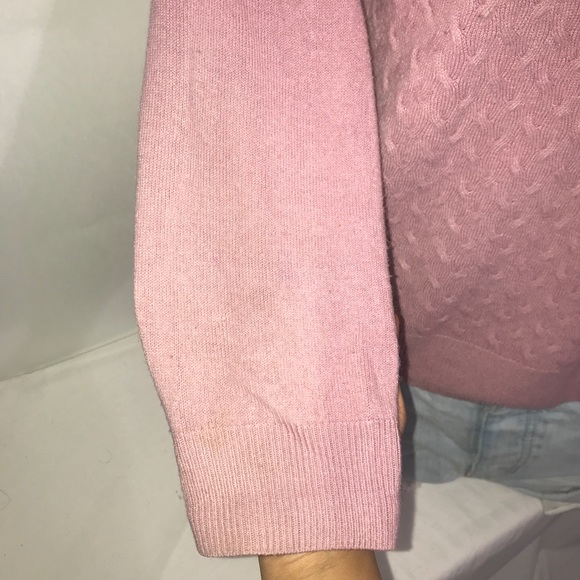 ALIA Rose Pink Quilted Knit Wool Mock Neck Sweater - Picture 5 of 8